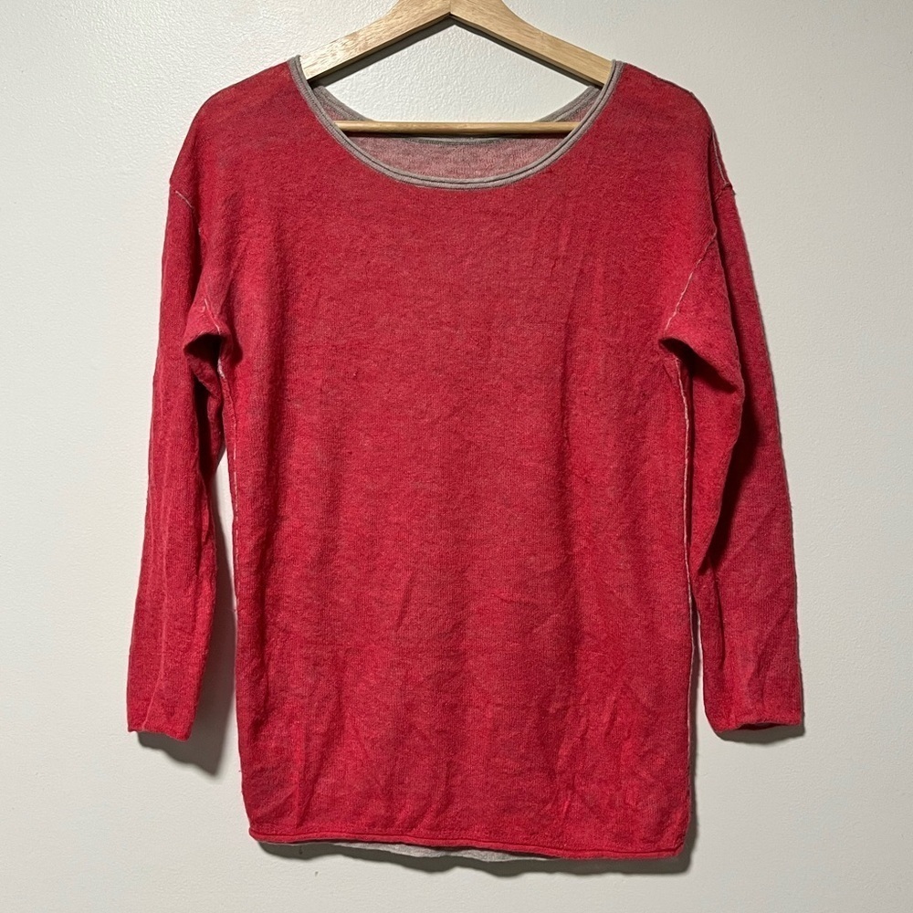 Pink & Gray Colorblock Crewneck Sweater Shirt - Picture 2 of 9